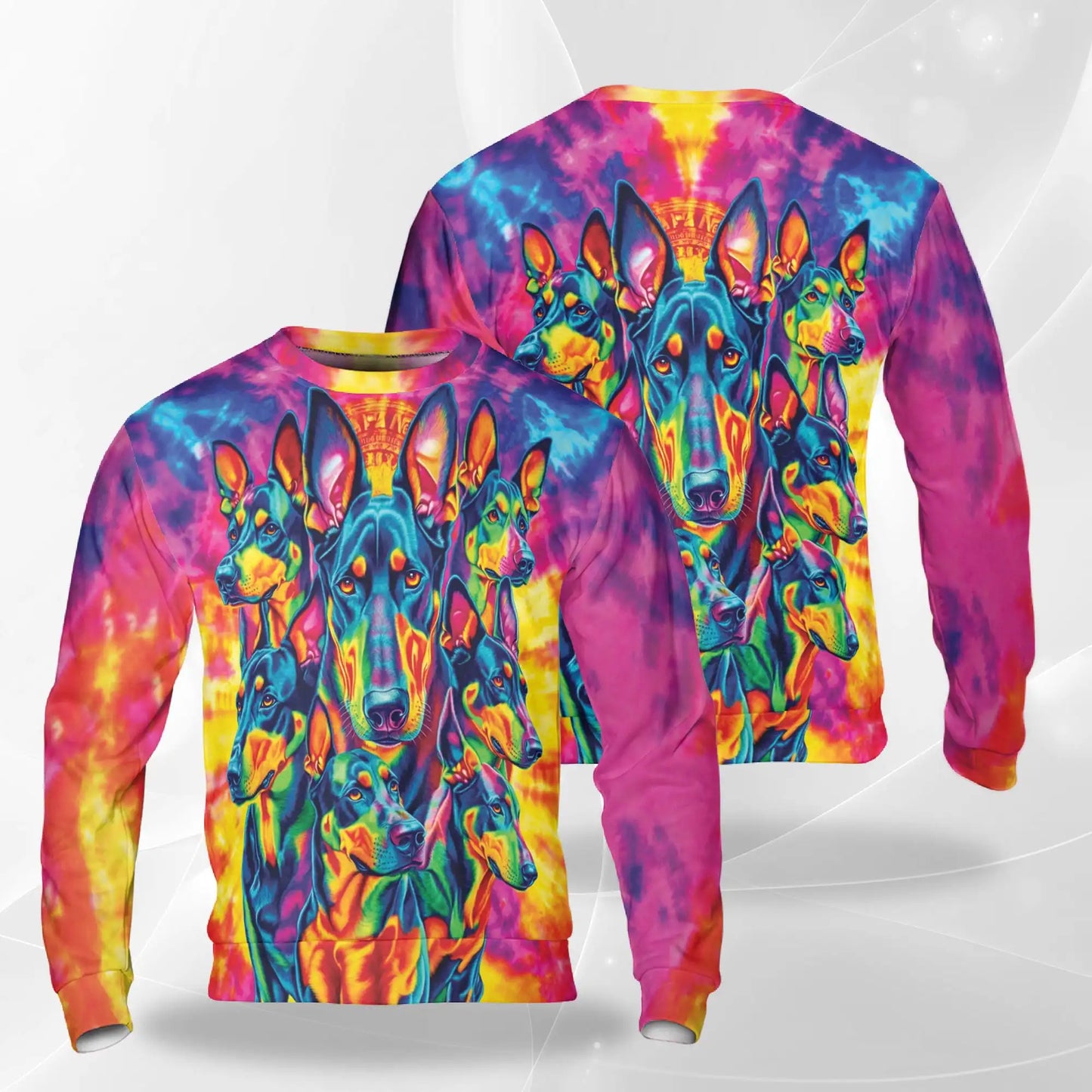 Colorful Doberman Pinscher Sweatshirt – Colorful Graphic 3D All Over Print Design