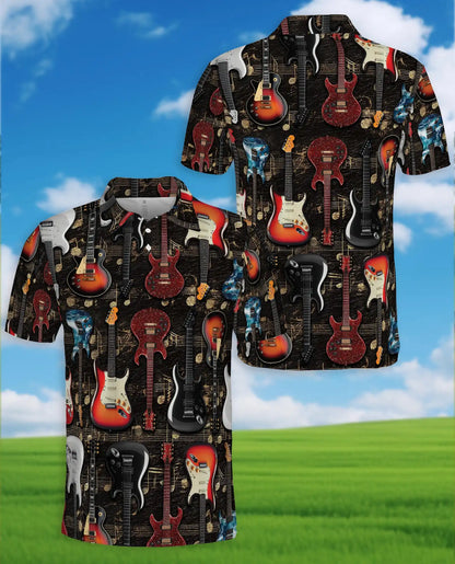 Electric Guitar Polo Shirt - Rock Musician Guitar Player Design | Azhawaiian