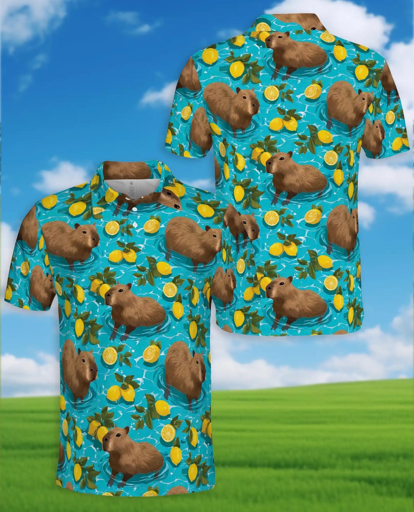 Capybara Polo Shirt for Men-  Pool Summer Animal Tropical r Shirt | Azhawaiian