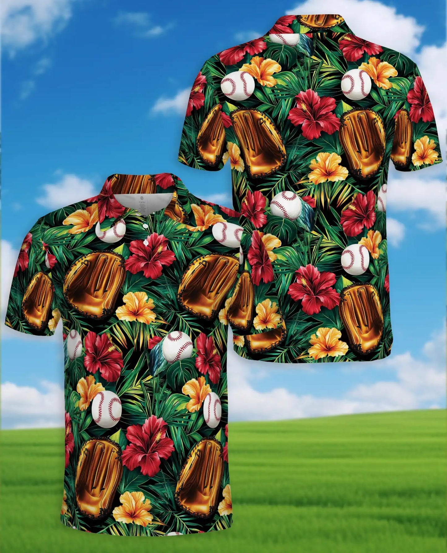 Baseball Tropical Polo Shirt - Hawaiian Sports Fan Style | Azhawaiian