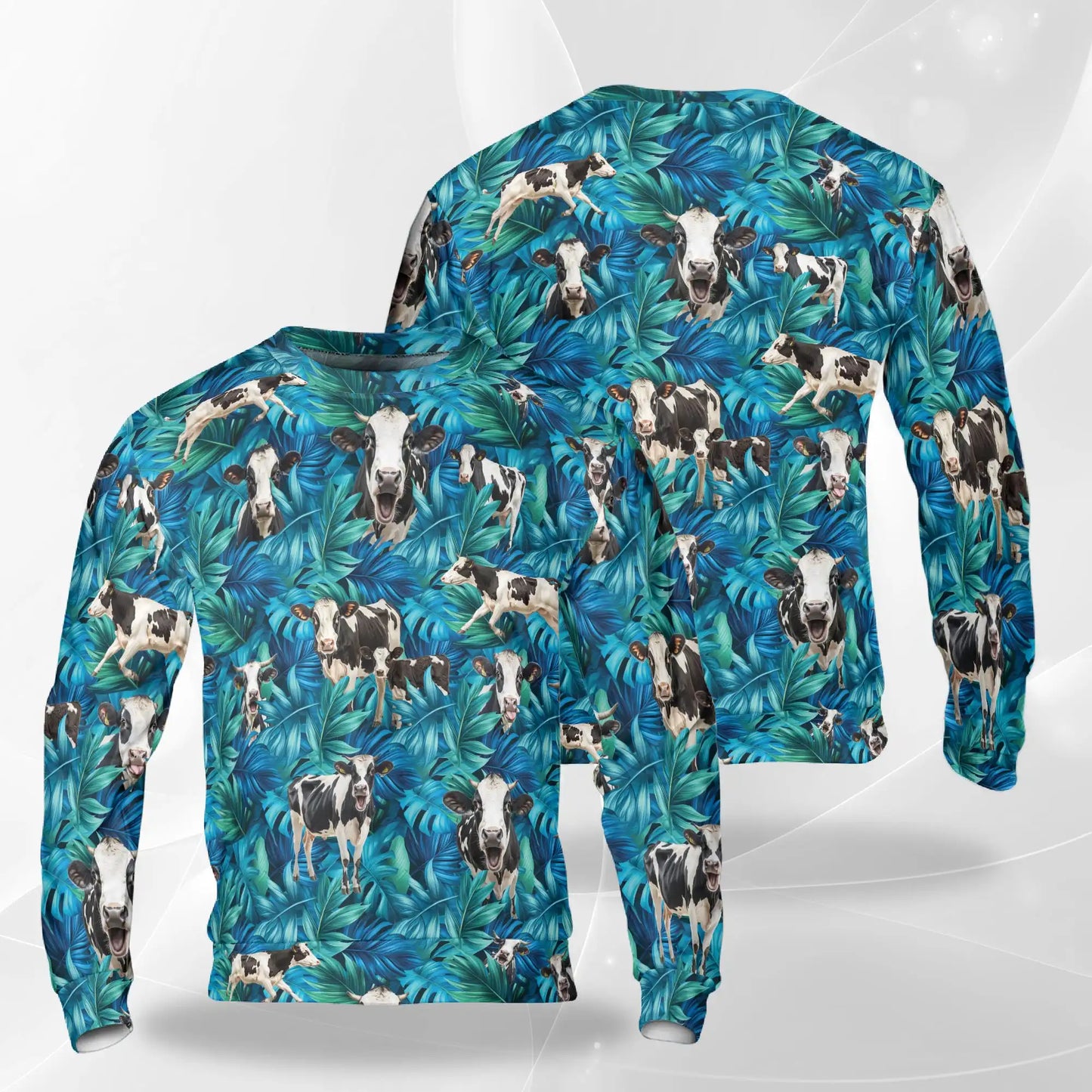 Tropical Cow Pattern Sweatshirt – Tropical 3D All Over Print Design