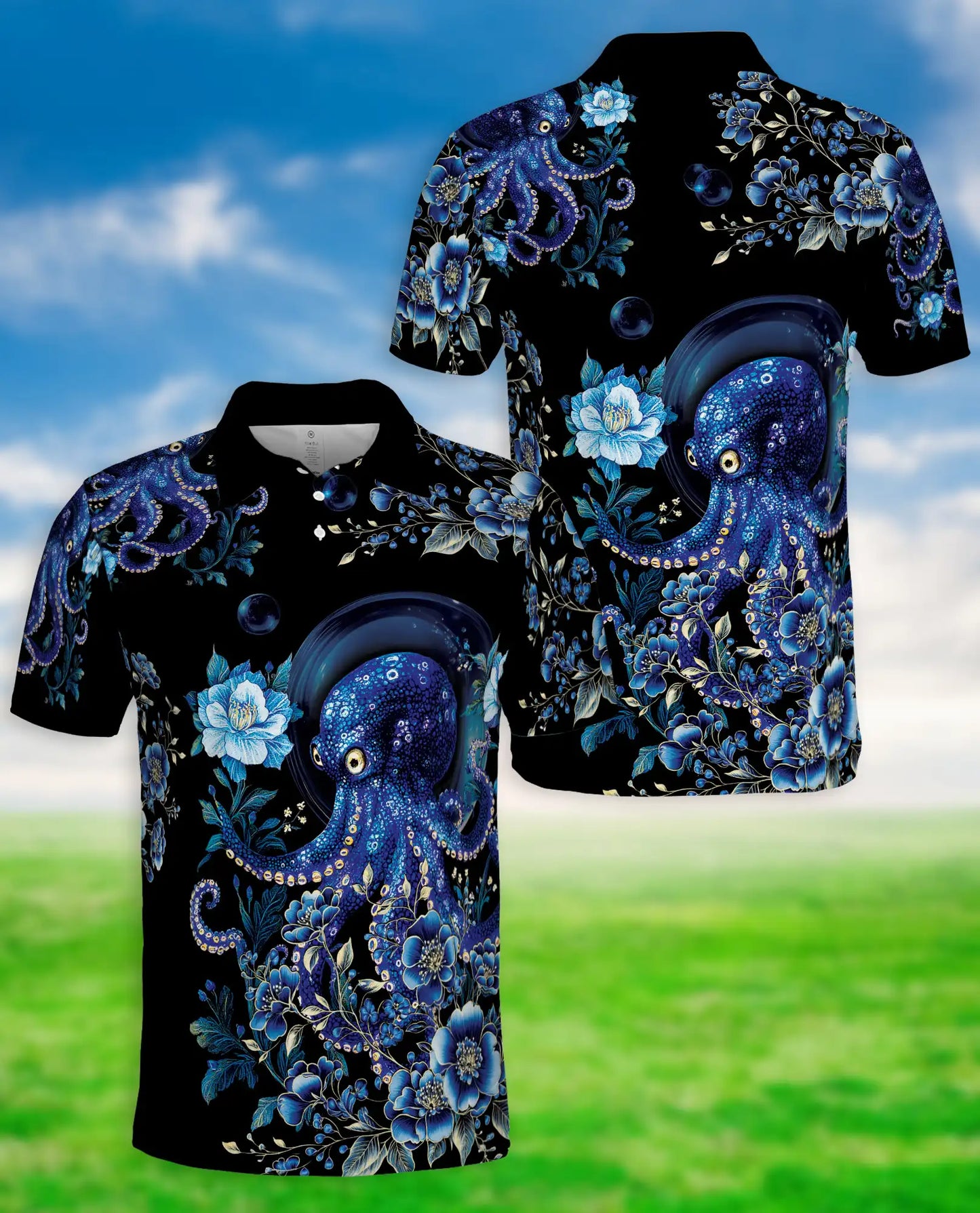Blue Octopus Polo Shirt | Azhawaiian
