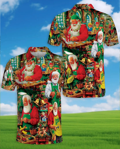 Santa Workshop 3D Polo Shirt for Men | Azhawaiian