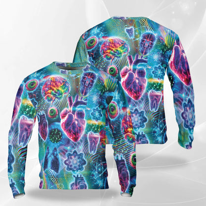 Biology Neon Sweatshirt – Colorful Graphic 3D All Over Print Design