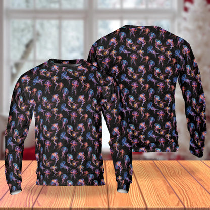 Neon Jellyfish Sweatshirt – Colorful Graphic 3D All Over Print Design