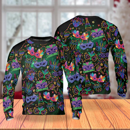 Funny Alligators Mardi Gras Sweatshirt – Colorful Graphic 3D All Over Print Design