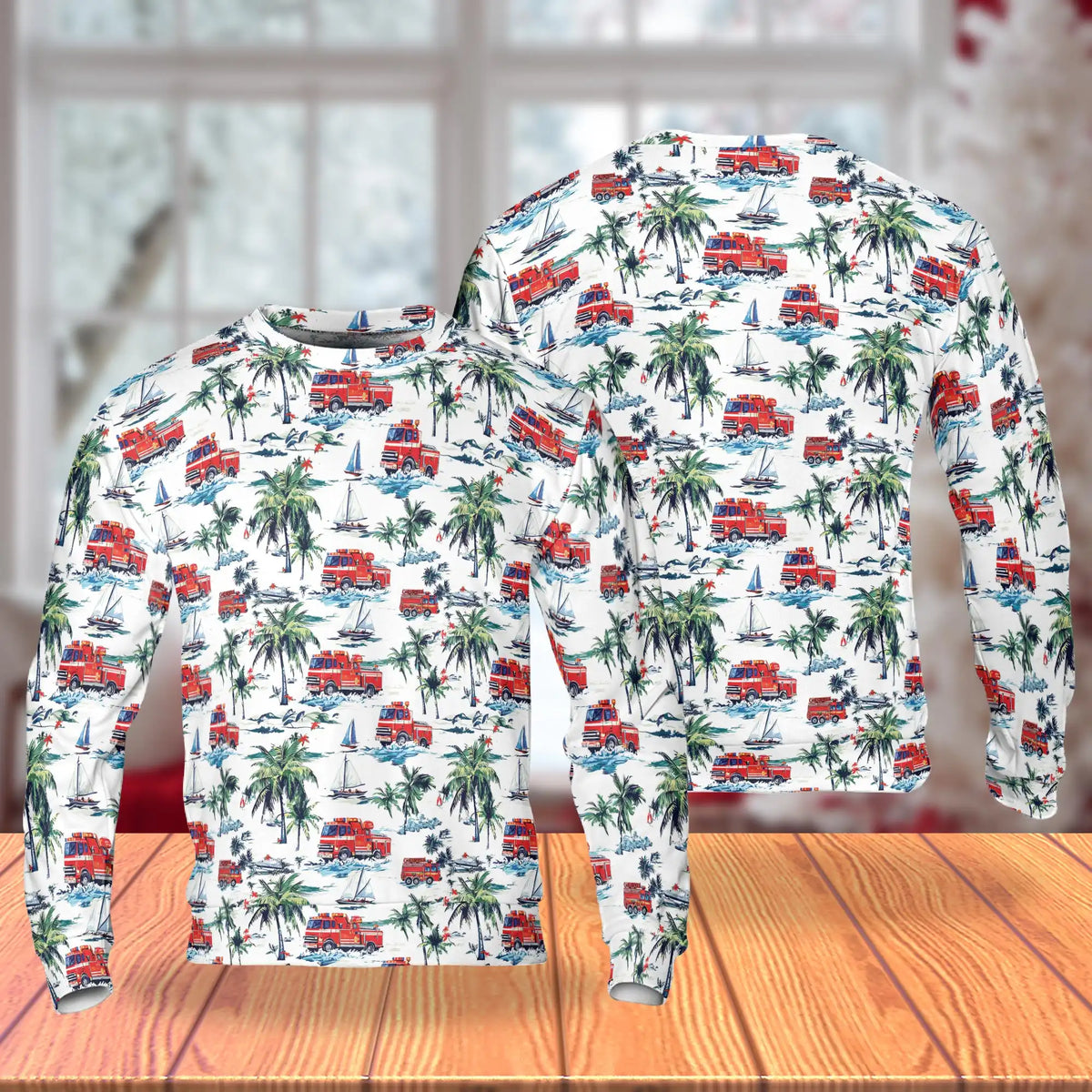 Firefighter Palm Tree Pattern Sweatshirt – Tropical 3D All Over Print Design