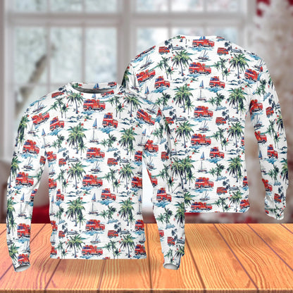 Firefighter Palm Tree Pattern Sweatshirt – Tropical 3D All Over Print Design