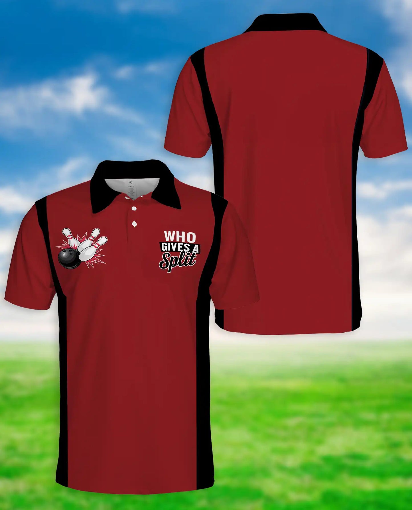 Funny Bowling 3D Polo Shirt for Men, Who Gives A Split Style | Azhawaiian