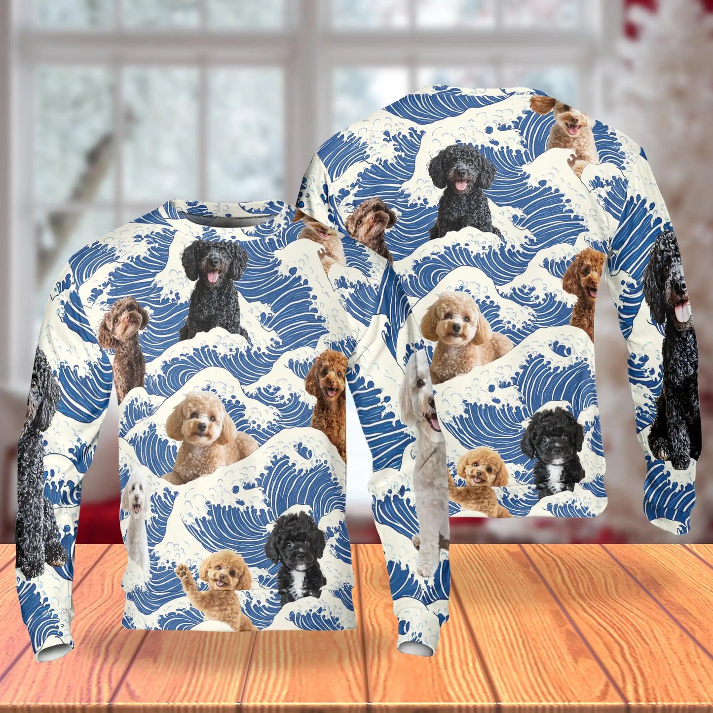 Great Wave Poodle Sweatshirt – Colorful Graphic 3D All Over Print Design