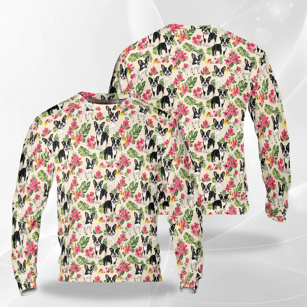 Boston Terrier Sweatshirt – Colorful Graphic 3D All Over Print Design