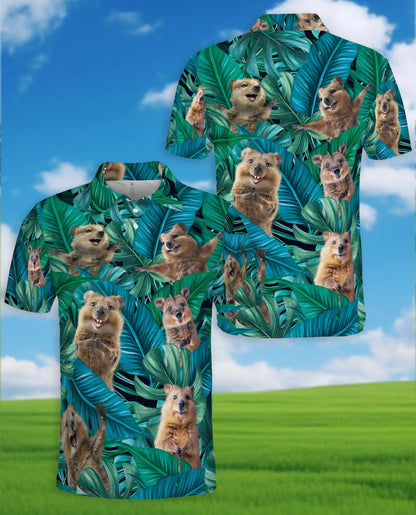 Quokka Tropical Jungle Polo Shirt for Men, Summer 3D Animal Print | Azhawaiian