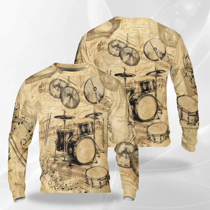 Drum Sweatshirt – Colorful Graphic 3D All Over Print Design