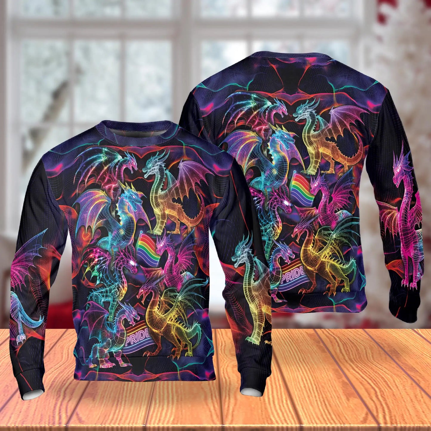 Colorful Pride Dragon Sweatshirt – Colorful Graphic 3D All Over Print Design