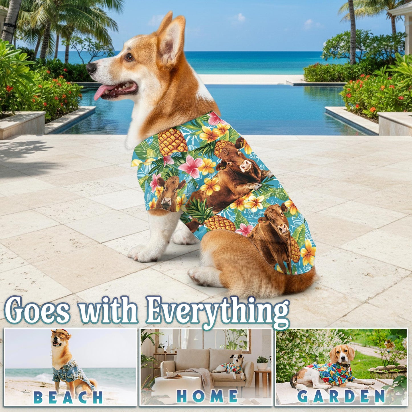 Red Angus Cattle Matching Dog Owner Hawaiian Shirts, Funny Pet Aloha Shirt for Beach Vacation - Azhawaiian