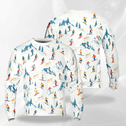 Skiers Slope Print Sweatshirt – Colorful Graphic 3D All Over Print Design