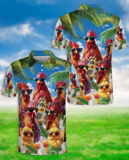 Funny Chicken Hawaiian 3D Polo Shirt | Azhawaiian