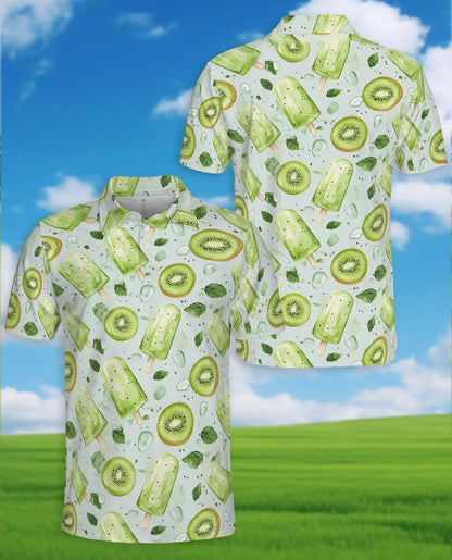 Kiwi Popsicle Polo Shirt for Men, Fresh Summer Style | Azhawaiian