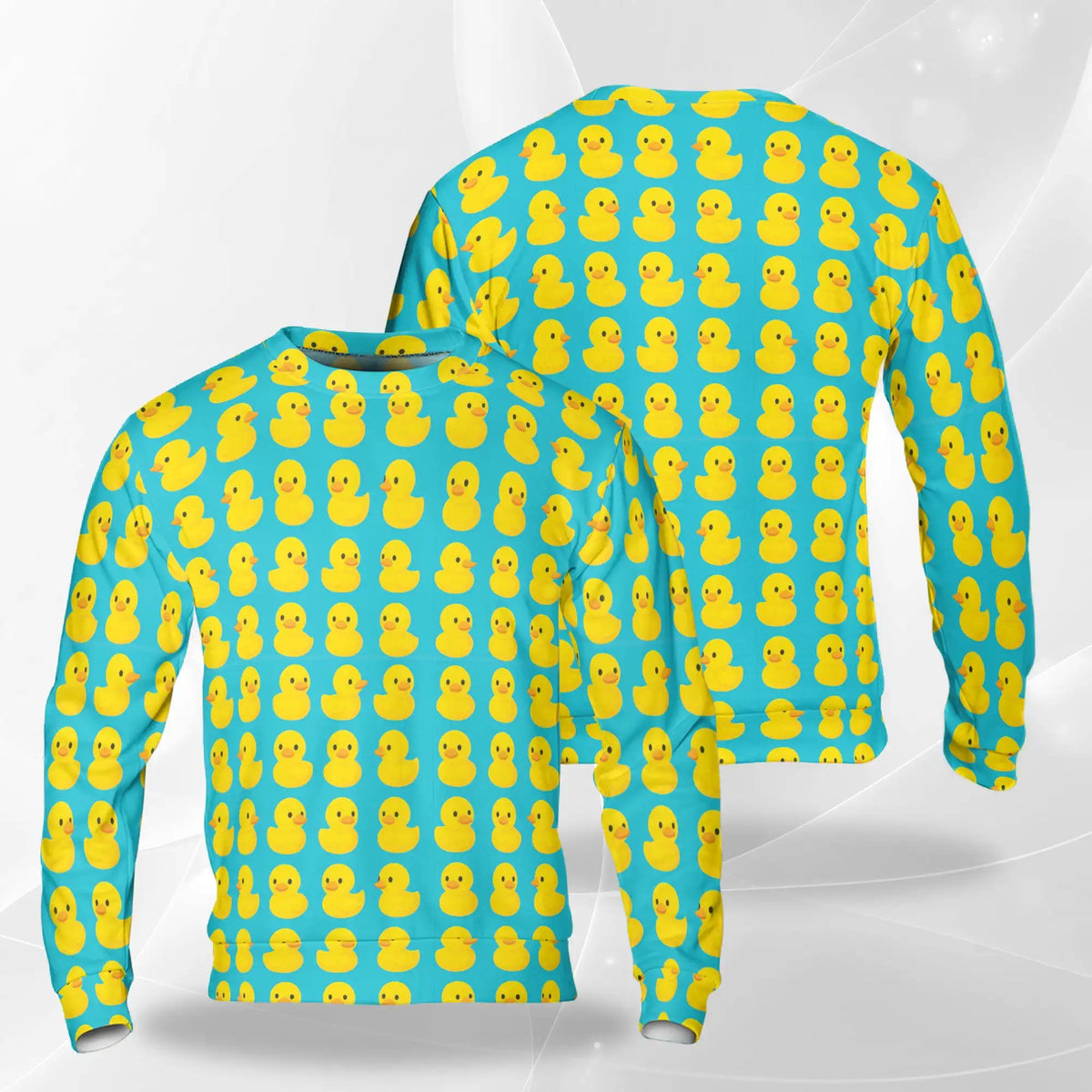 Cute Yellow Rubber Ducks Blue Sweatshirt – Colorful Graphic 3D All Over Print Design