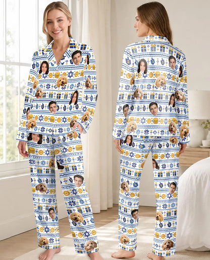 Personalized Hanukkah Latke Pajamas for Women – Custom Face & Pet Photo Print
