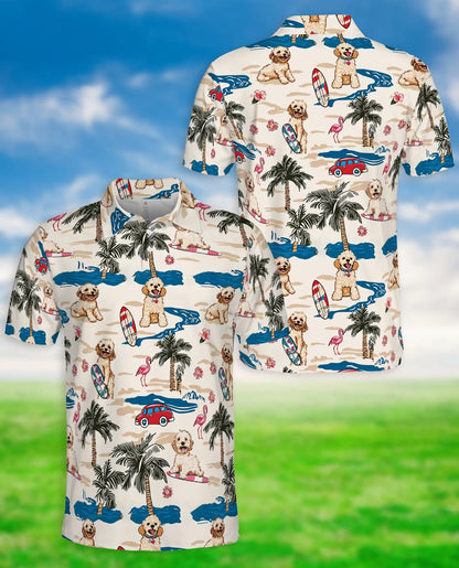 Cute Dog Beach Hawaiian 3D Polo Shirt for Men | Azhawaiian