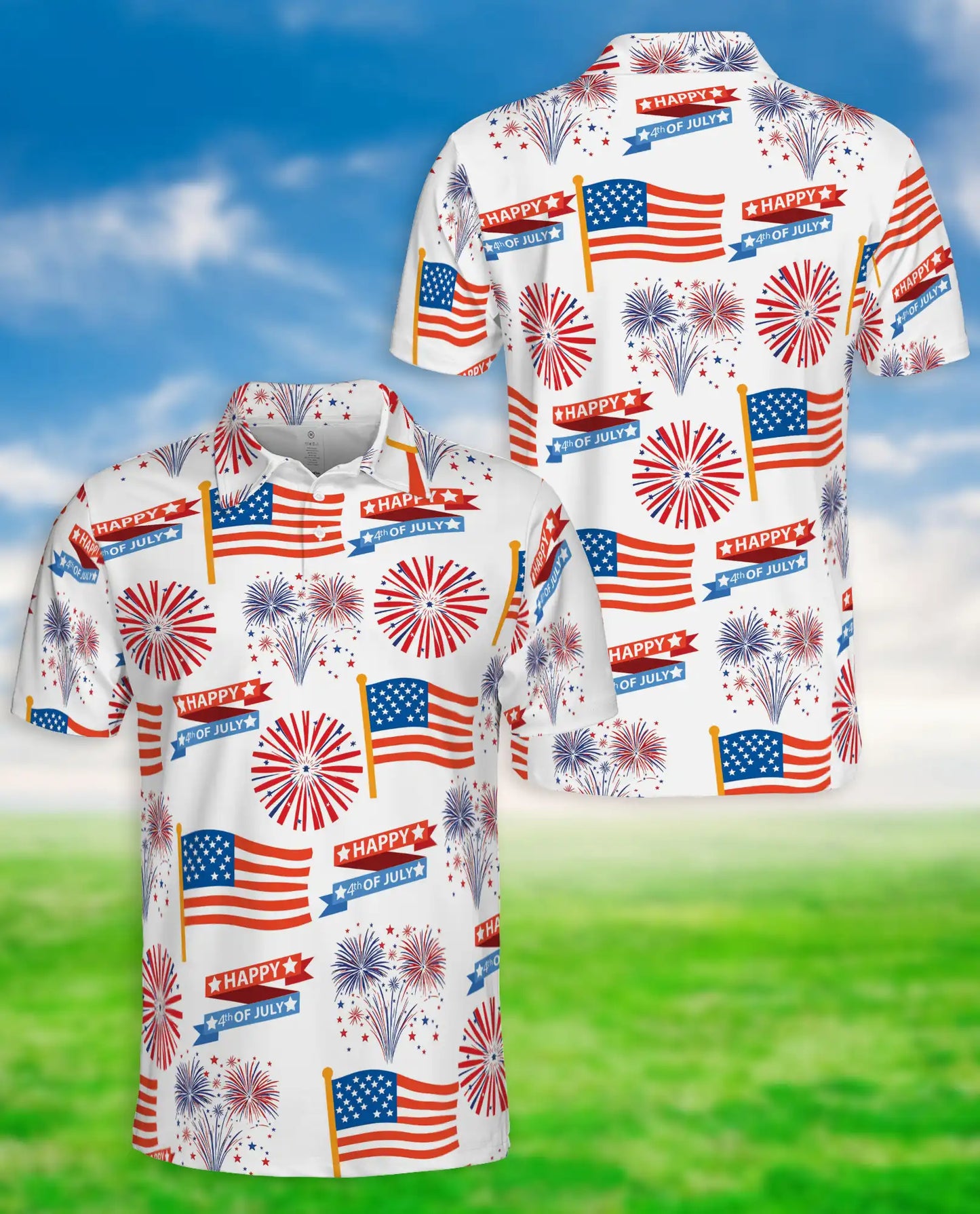 4th of July Fireworks Polo Shirt | Azhawaiian