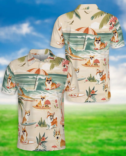 Corgi Hawaiian Polo Shirt | Azhawaiian