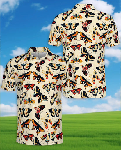 Vintage Moth Polo Shirt - Retro Butterfly Insect Style | Azhawaiian