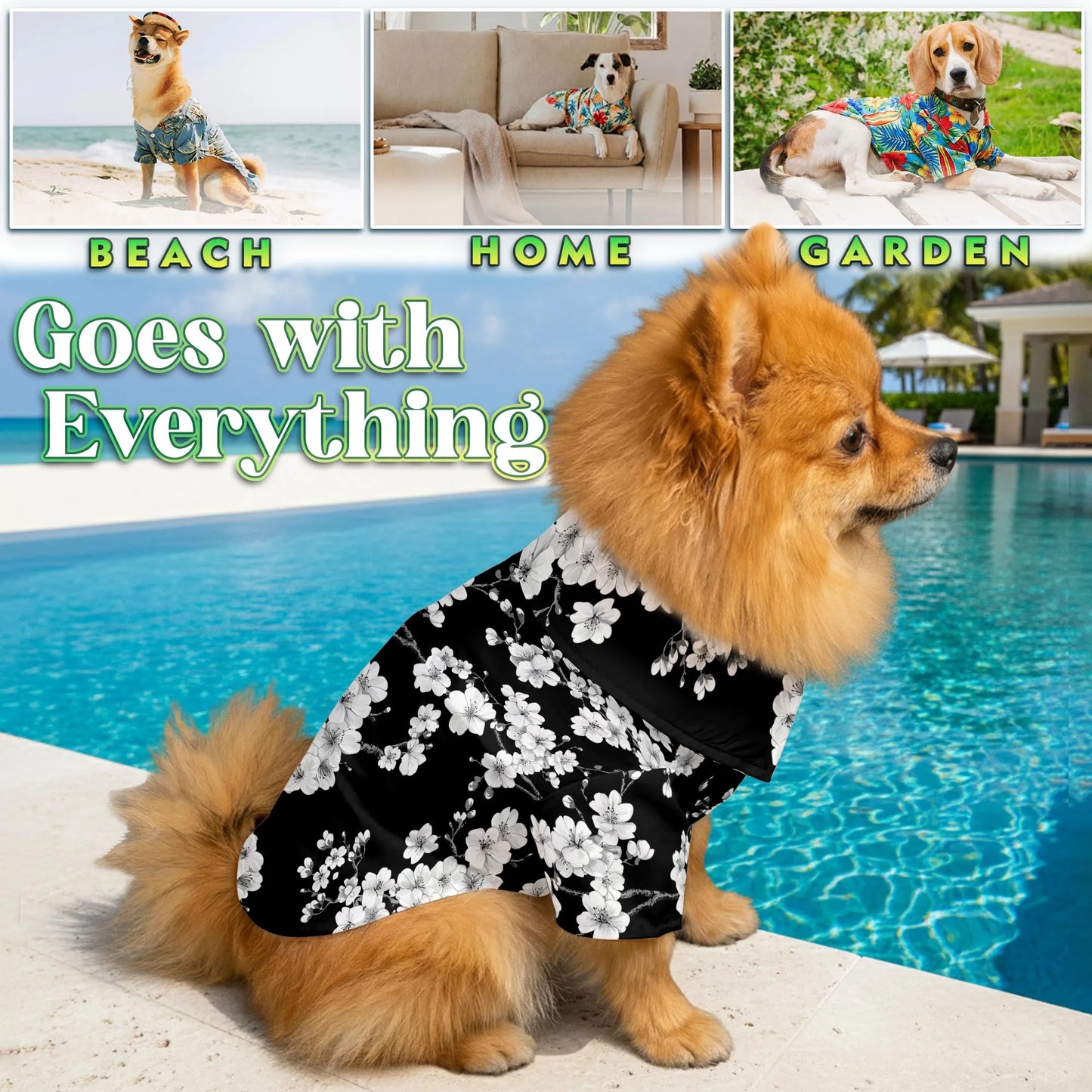 Sakura Cherry Blossom Floral Print Hawaii and Japanese Matching Dog Owner Hawaiian Shirts, Pet Aloha Shirt - Azhawaiian