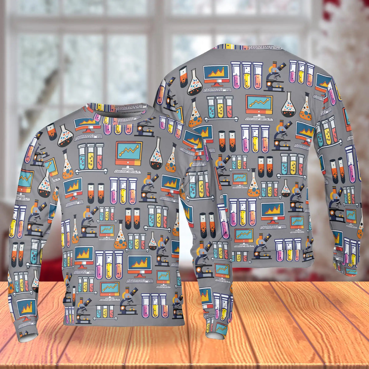 Science Laboratory Sweatshirt – Colorful Graphic 3D All Over Print Design