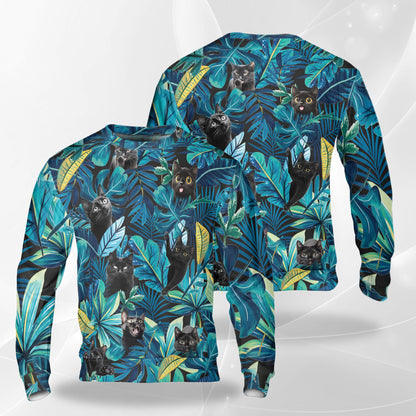 Black Cat Sweatshirt – Colorful Graphic 3D All Over Print Design