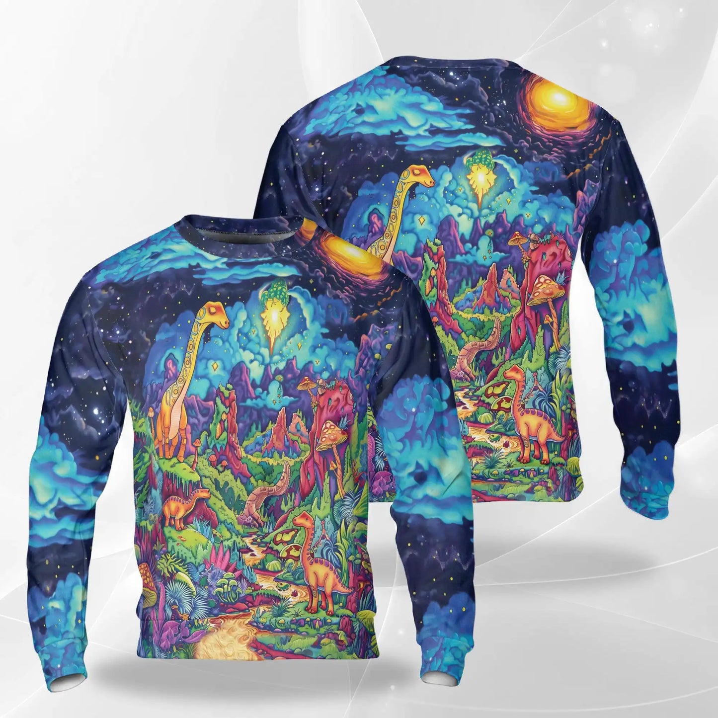 Colorful Dinosaur Sweatshirt – Colorful Graphic 3D All Over Print Design