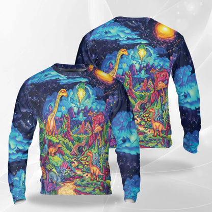 Colorful Dinosaur Sweatshirt – Colorful Graphic 3D All Over Print Design