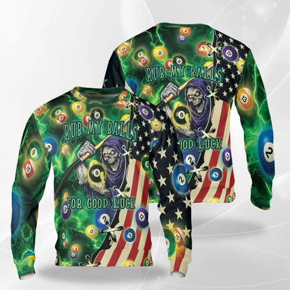 Rub My Balls for Good Luck Billiard Sweatshirt – Colorful Graphic 3D All Over Print Design