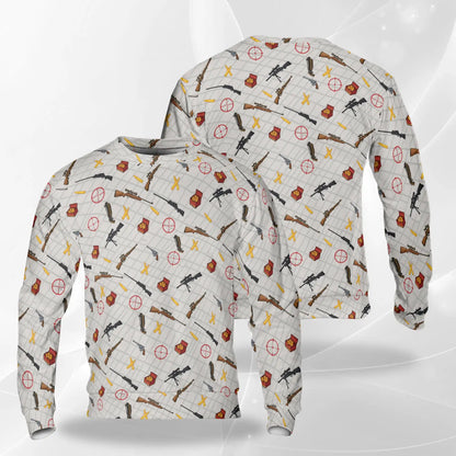 Guns and Ammo Minimalist Sweatshirt – Colorful Graphic 3D All Over Print Design
