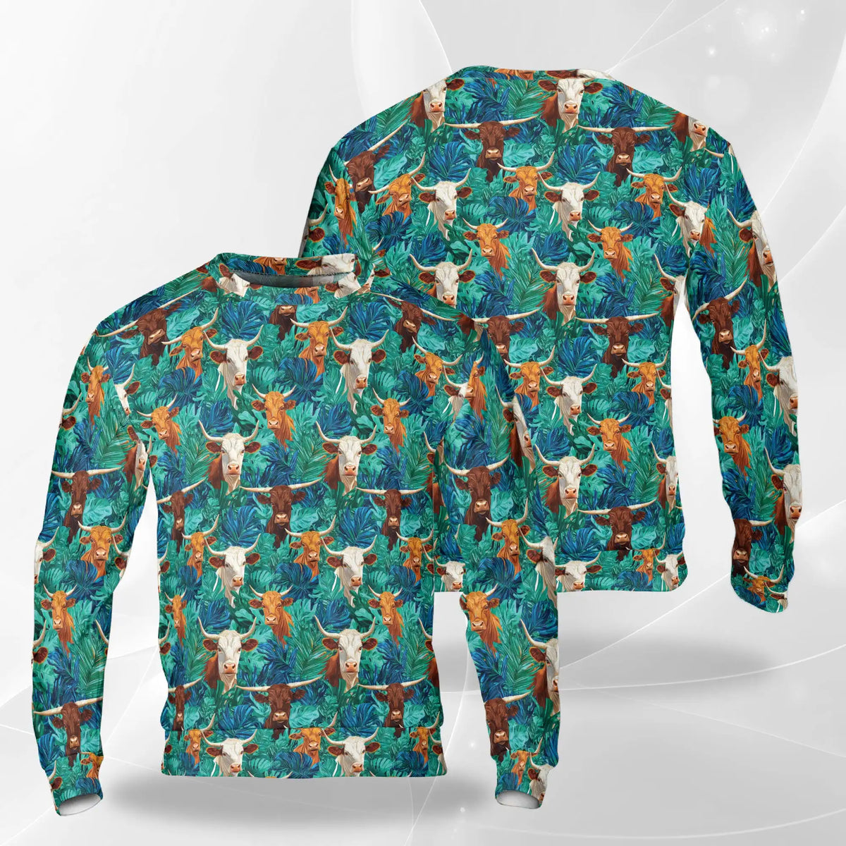 Longhorn Cattle Sweatshirt – Colorful Graphic 3D All Over Print Design