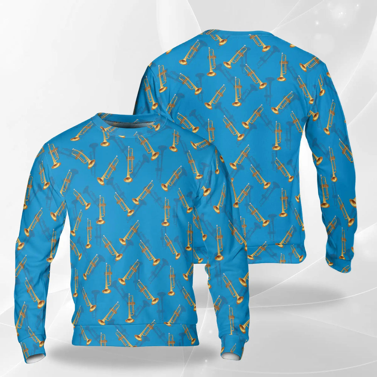 Trombone Pattern Sweatshirt – Colorful Graphic 3D All Over Print Design