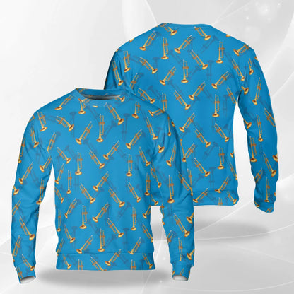 Trombone Pattern Sweatshirt – Colorful Graphic 3D All Over Print Design