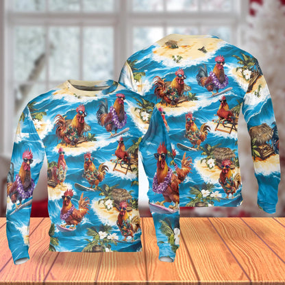 Chicken Surfing Sweatshirt – Colorful Graphic 3D All Over Print Design