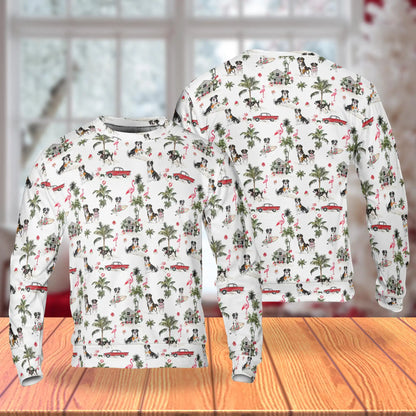 Border Collie Flamingo Palm Tree Tropical Sweatshirt – Tropical 3D All Over Print Design