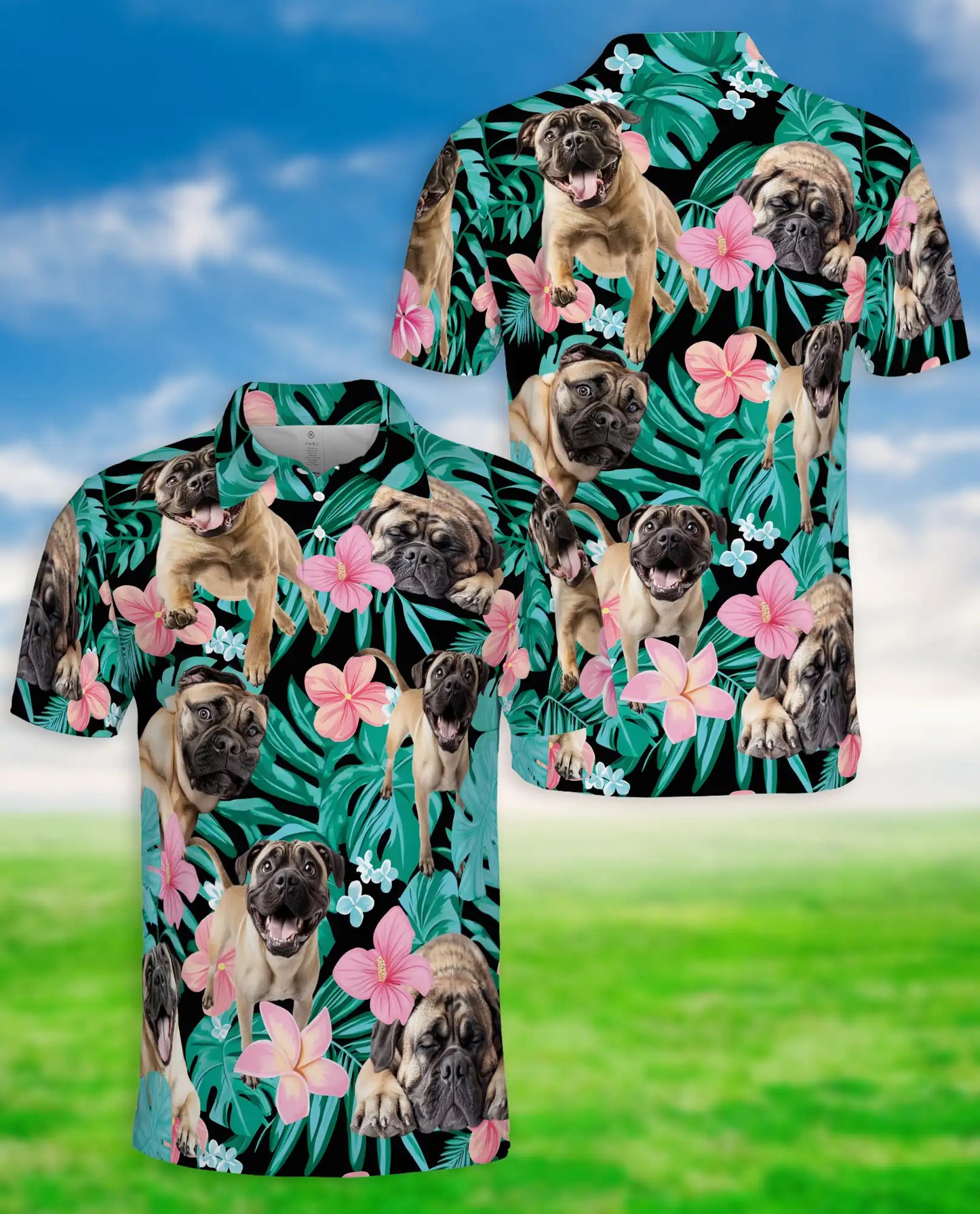 Pug Tropical Floral Polo Shirt | Azhawaiian