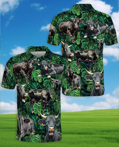 Black Bull Polo Shirt, Tropical Animal Print | Azhawaiian