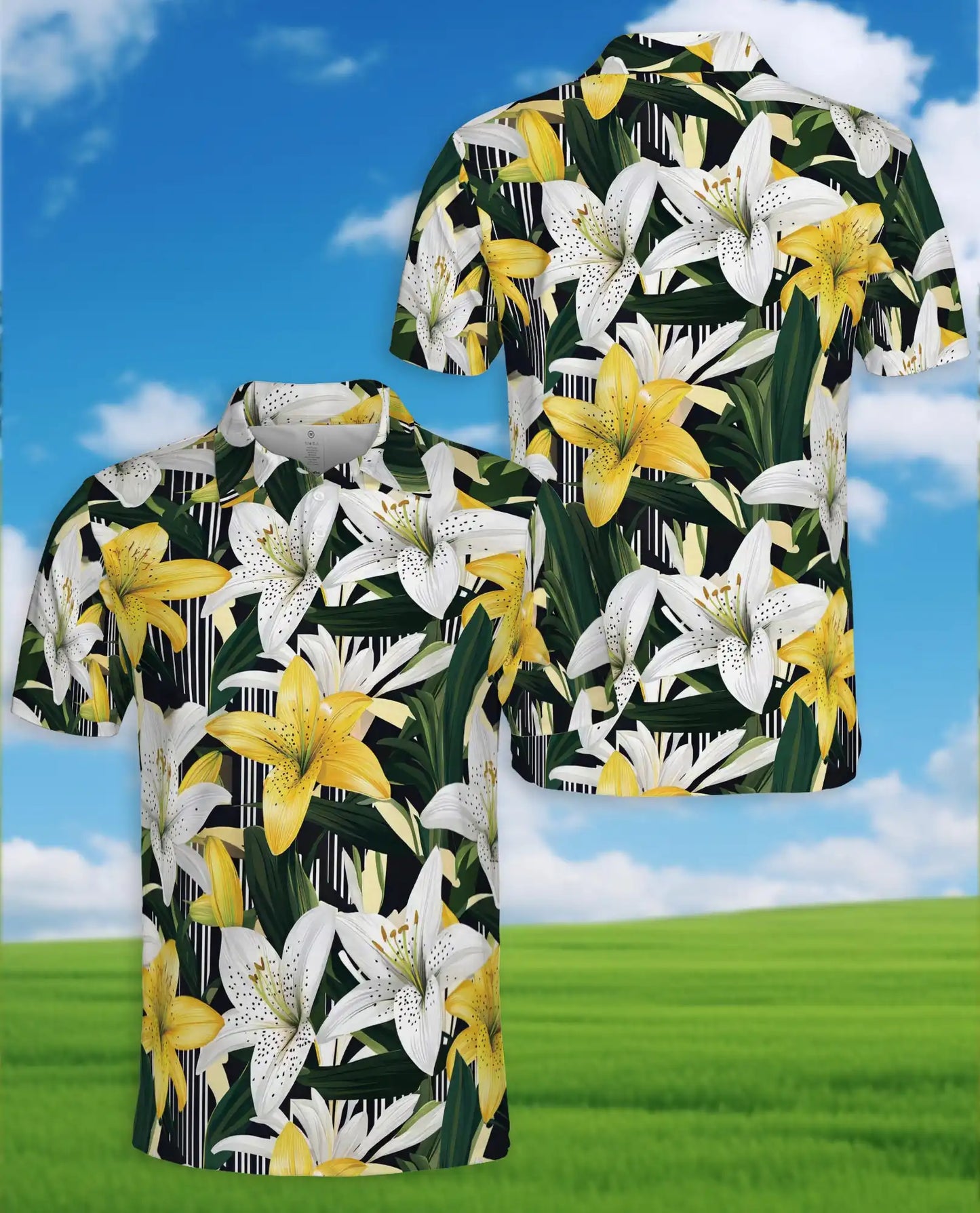 Flamingo Palm Tropical 3D Polo Shirt for Men | Azhawaiian