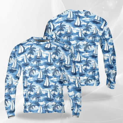 Sailboat Sweatshirt – Colorful Graphic 3D All Over Print Design