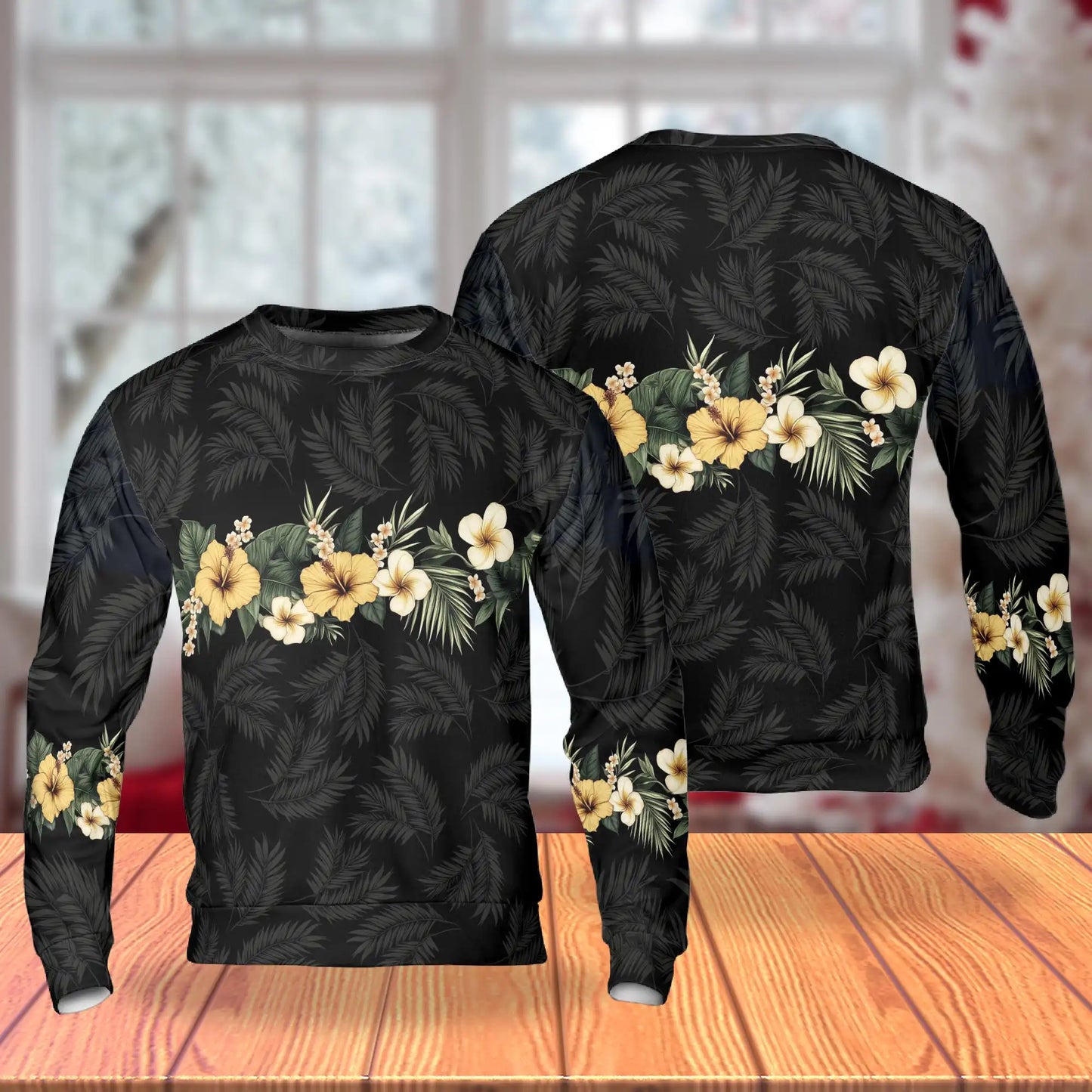 Floral Black Sweatshirt – Colorful Graphic 3D All Over Print Design