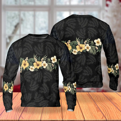 Floral Black Sweatshirt – Colorful Graphic 3D All Over Print Design