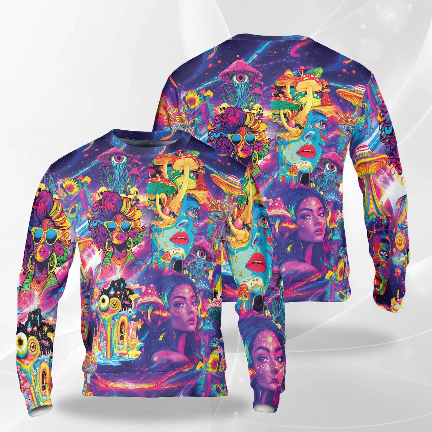 Beauty Hippie Mushroom Sweatshirt – Colorful Graphic 3D All Over Print Design