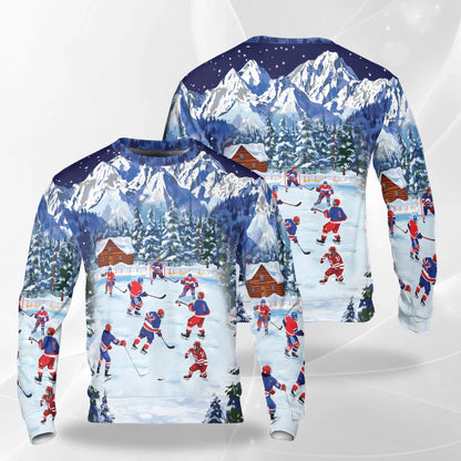 Ice Hockey Sweatshirt – Colorful Graphic 3D All Over Print Design