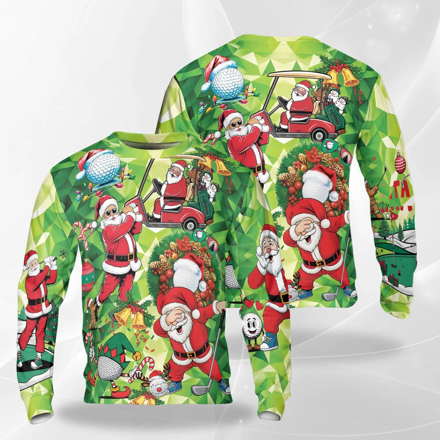 Santa Claus Golf Christmas Sweatshirt – Christmas 3D All Over Print Design