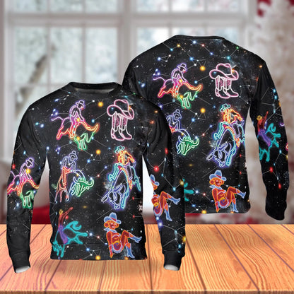 Riding Cow Neon Love Sweatshirt – Colorful Graphic 3D All Over Print Design